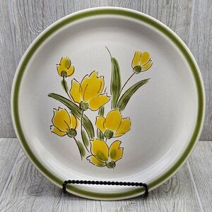 Stonybrook Japan‎ 12" Chop Plate Platter Stoneware Plate Yellow Floral Green Rim